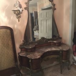 Antique 19th Century French Mirror Stand Vanity Makeup