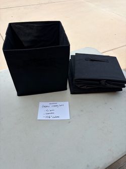 Black Fabric Cubby Storage Bins Set of 5