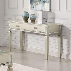 GLAM SILVER FINISH CONSOLE HALL ACCENT CABINET