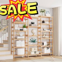 Big sale Triple Wide 6-Tier Bookshelf and Bookcase,Large Freestanding Book Shelf with 17 Open Display Shelves, Tall Bookshelf Plant Flower Shelf Rack 