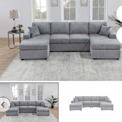 $649-4Piece Convertible Sectional  Sleeper Sofa ,Chaise Storage ,Sofa Storage & USB Ports 98” x 103” x 61” x36”H