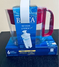 Brita Small 5 Cup Water Filter Pitcher with 1 Standard Filter, BPA Free – RED New Sealed