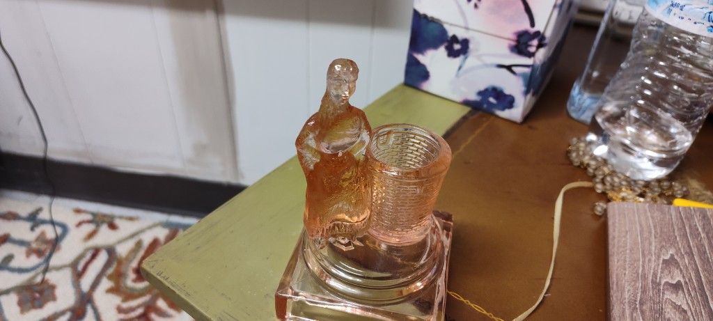 Antique Pink Glass Tooth Pick Holder