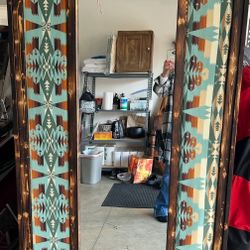 Large Floor Mirror With Pendleton Wool Accents