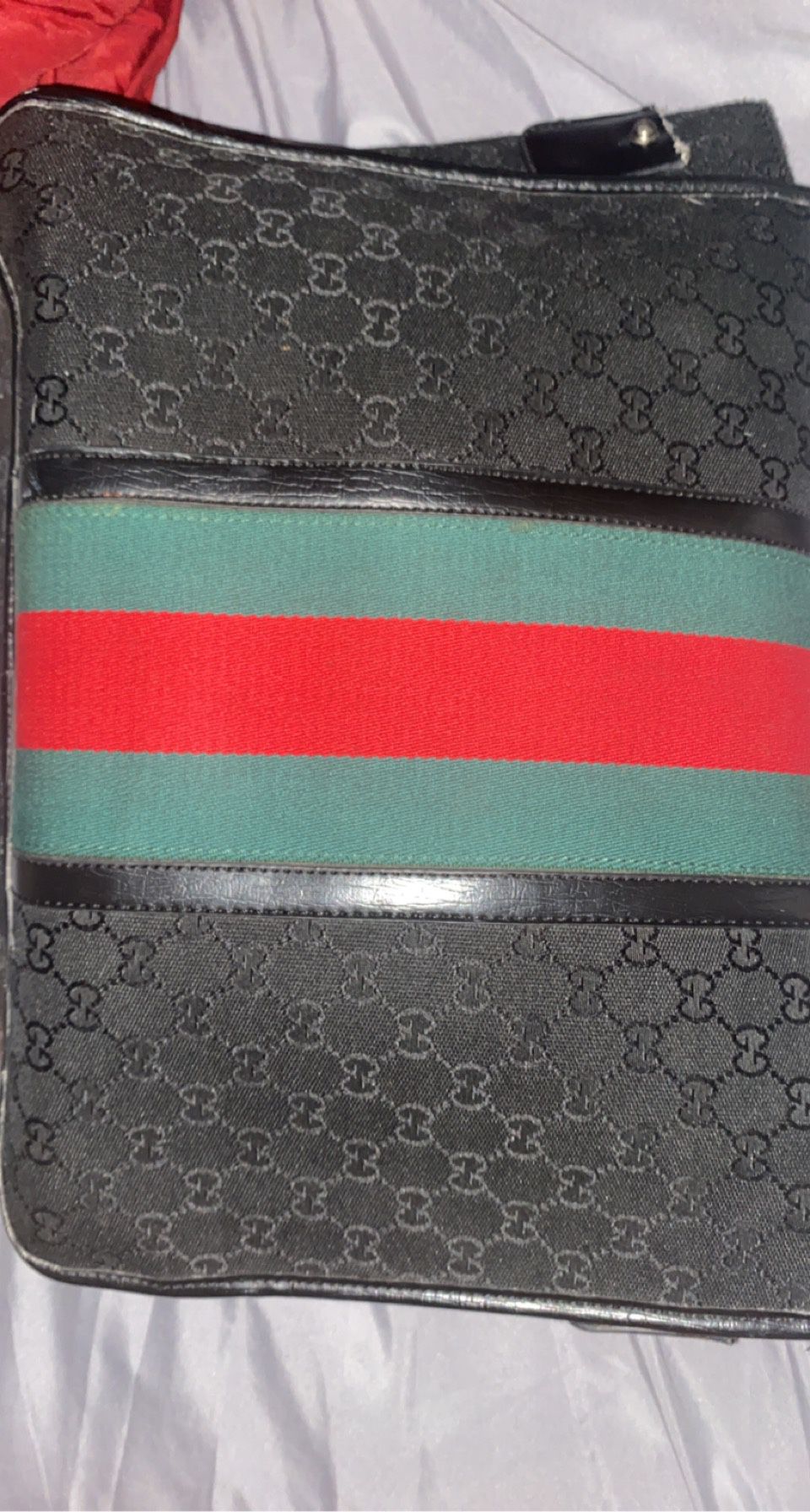 Gucci Web Stripe 630921 Black Techno Canvas Messenger Bag