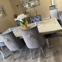 Marble dining table and sofa and loveseat