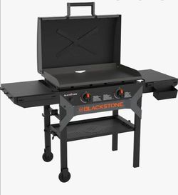 2-Burner Propane Outdoor Griddle with Hood in Black. BBQ