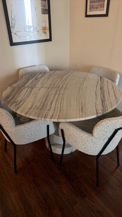 Babylon 54" Round Torrento Grey Marble Dining Table