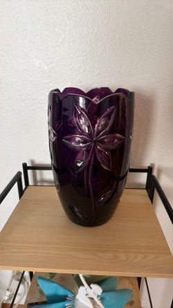 Crystal Glass Vase11 " Centerpiece Flower Bud Vase Purple Color Bohemia Crystal, $75
