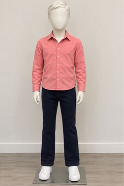 Kids Coral Long Sleeve Button-Up Shirt