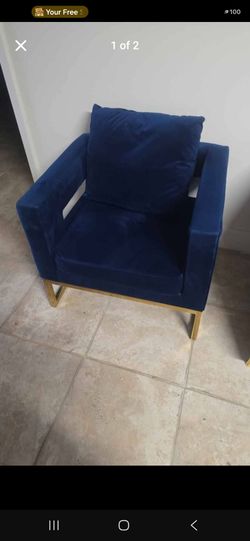 Navy Blue Velvet Accent Chair – Gold Legs