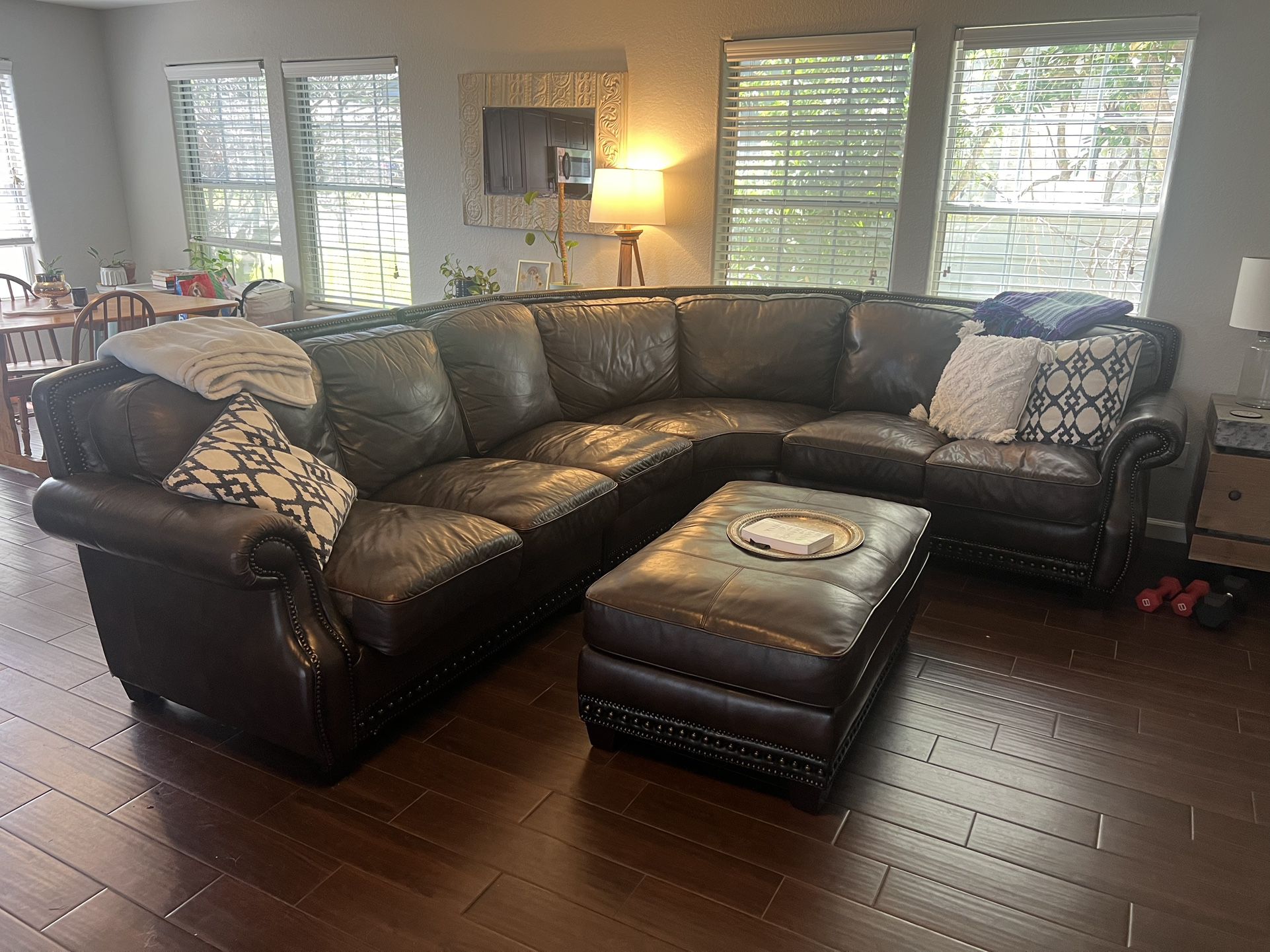 Leather Sectional  + Ottoman 