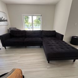 Shae Black Micro Right Chaise Sectional