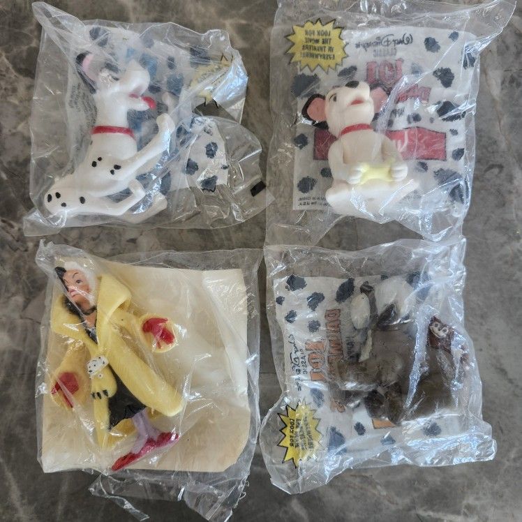 4 New NIP McDonald's 1995 Happy Meal Toys Disney’s 101 Dalmatians Complete Set