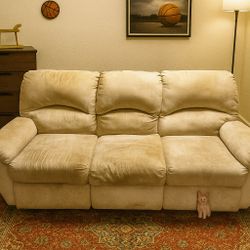 DISCOUNTED PRICE FOR TODAY Beige Microfiber Couch in Great Condition