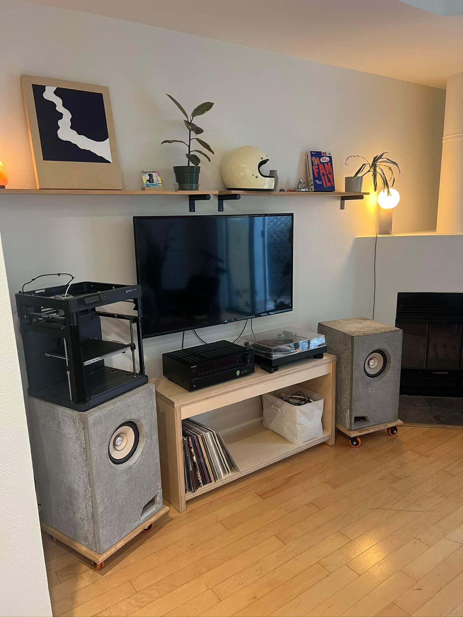 Record Storage Shelf Credenza Sideboard Tv Media Unit