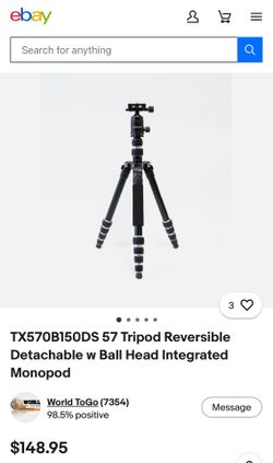 TX570B150DS 57 Tripod Reversible Detachable w Ball Head Integrated Monopod