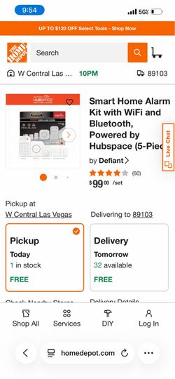 Defiant smart home kit with WiFi and Bluetooth powered by hub space