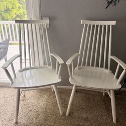 2 White Wooden Chairs