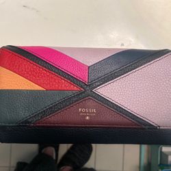 Fossil Sydney Zip Around Patchwork Leather Clutch Wallet
