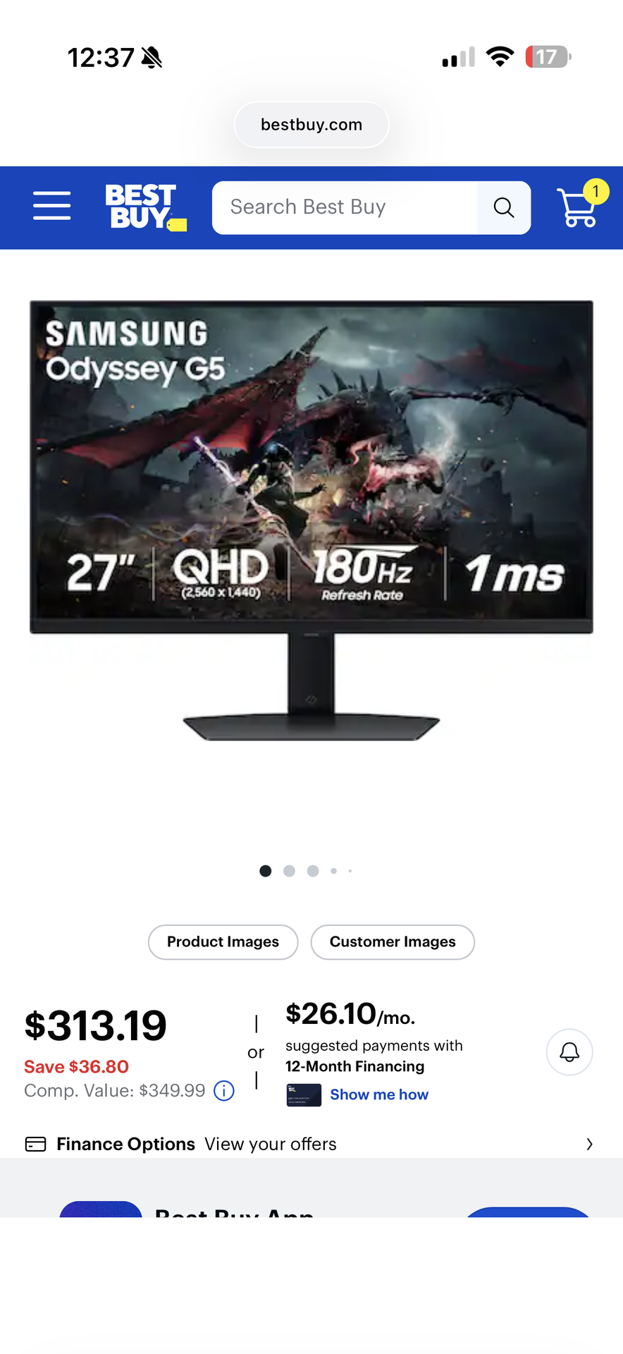 Samsung 27in odyssey G5 180 hz gaming monitor NEW