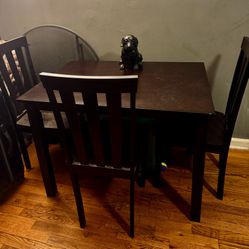 Gothic Furniture Brown Wood Table And Chairs