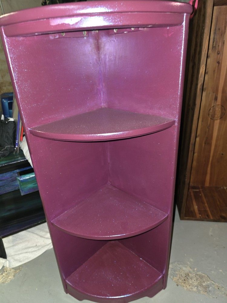 ​✨ Majestic Plum Corner Display Shelf - Hand-Painted Shimmering Statement Piece!