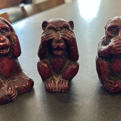 Three Wise Monkeys Figurines - See No Evil, Hear No Evil, Speak No Evil
