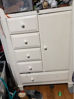 Kids white wardrobe with cabinets