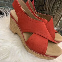 Clark’s Cork Wedge And Suede Sandal 8.5