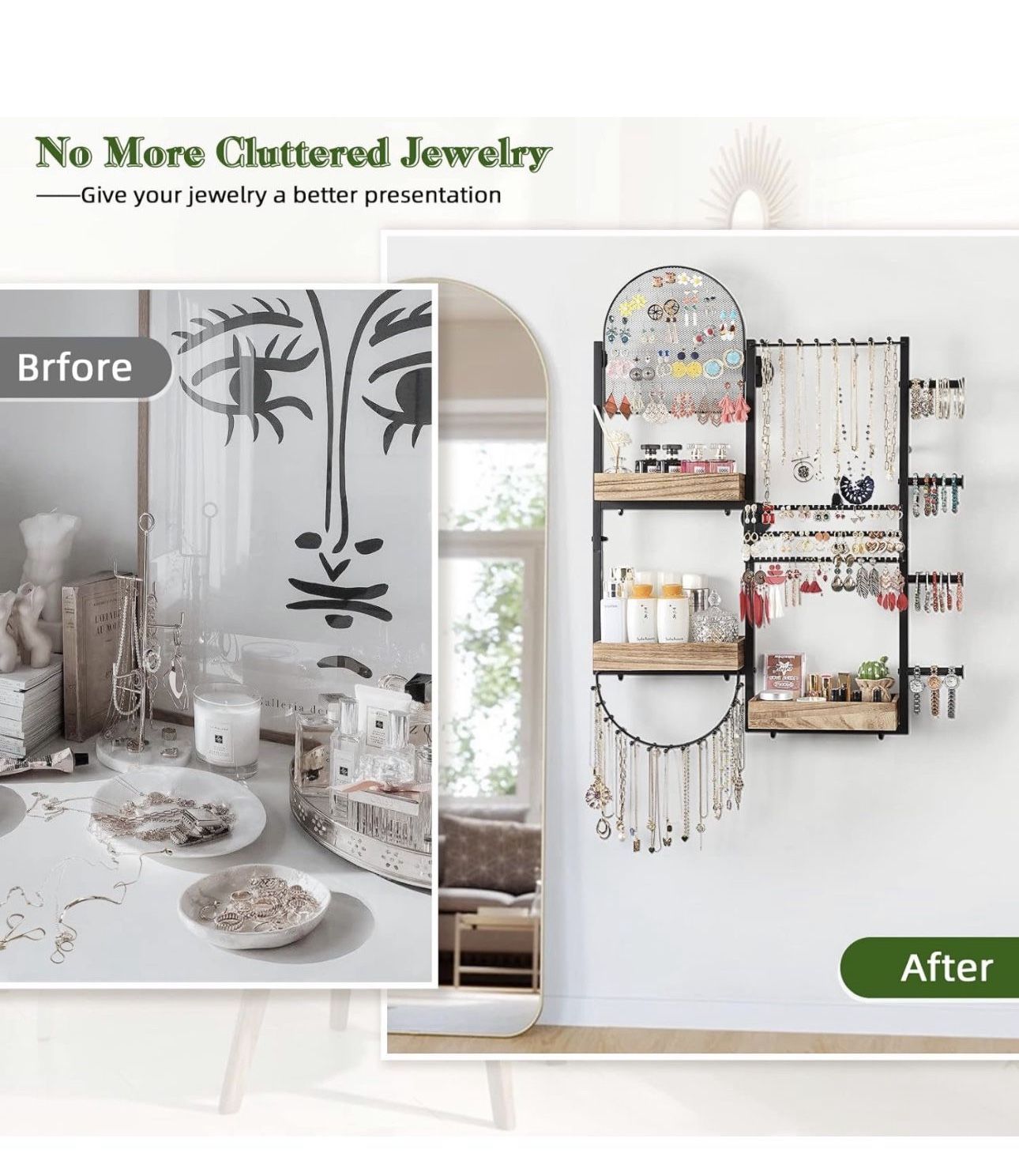 New In It’s Box Keebofly Jewelry Organizer Wall Mount Hanging Jewelry Organizer Large Jewelry