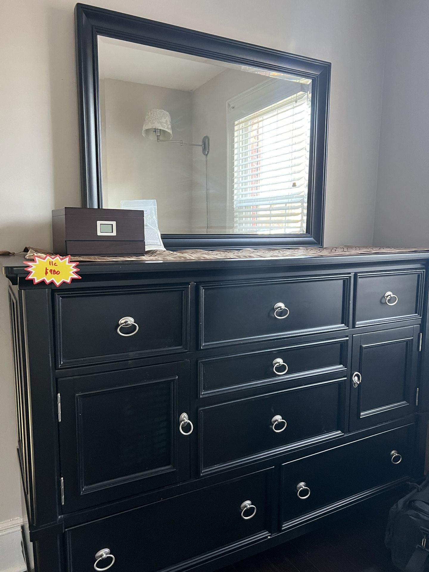 Ashley Furniture Greensburg Black Tall Dresser w/ Mirror