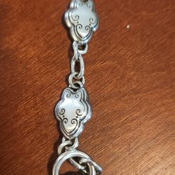 Brighton Heart Charm Bracelet Link Chain Silver Tone