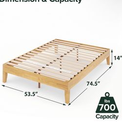 Natural wood full-size bed frame