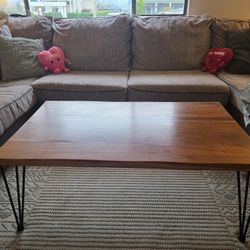 RedWood Coffee Table/ Solid Metal Base Frame