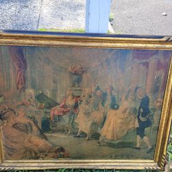 Vintage Oil Painting Picture Frame Royal Family Dancing