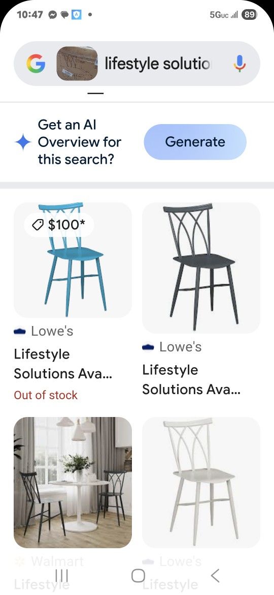 LIESTYLE Solutions (NEW)IN BOX.Heavyduty Metal Outdoors .Indoors Chair Set Of 2.(white)