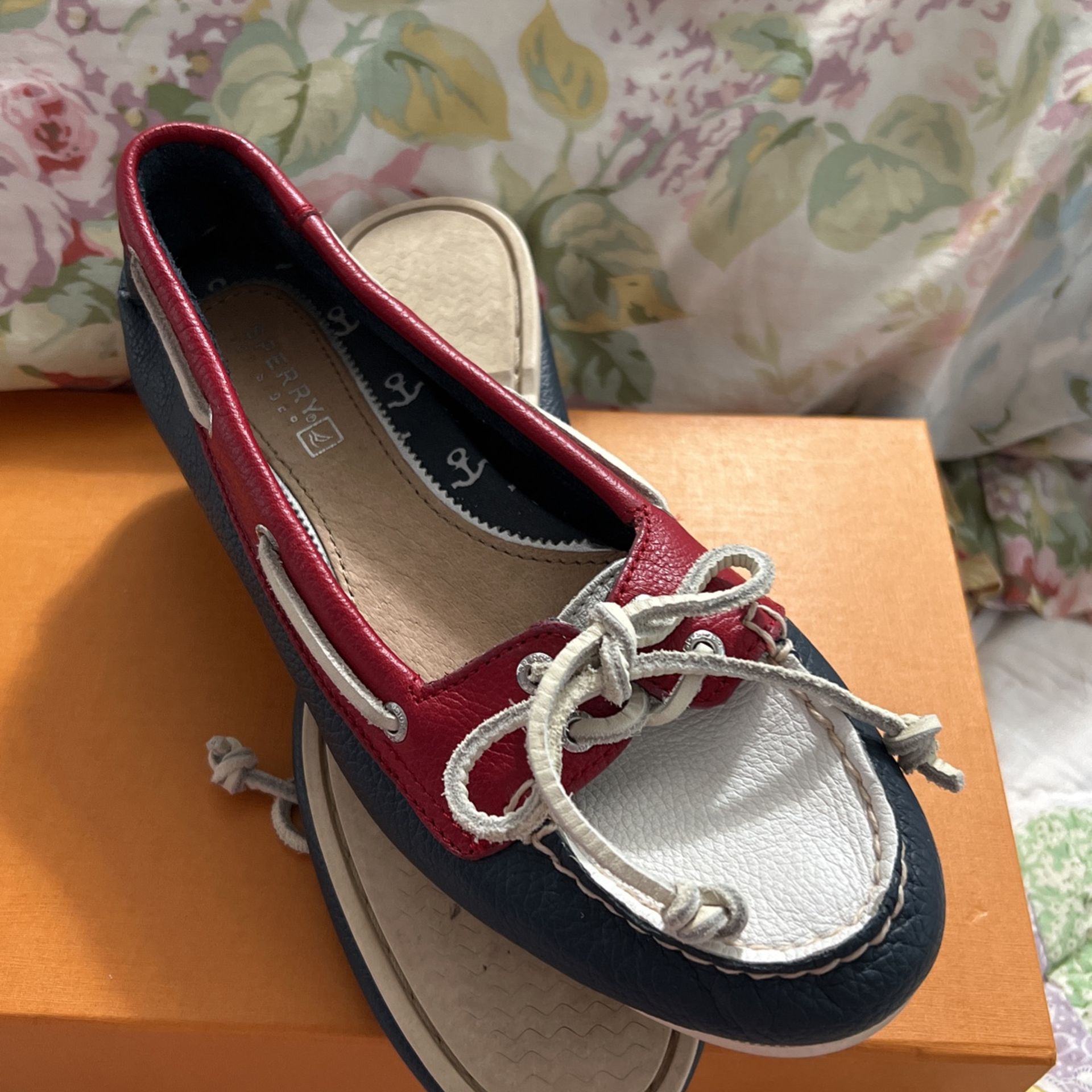 Nice! “SPERRY”red,white,blue Soft Leather Shoes!