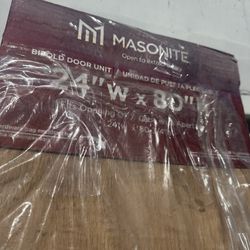 Masonite ; Wood folding door 24’  wide  X 80 ‘ H. comes wt hardware. New in box  Work excellent
