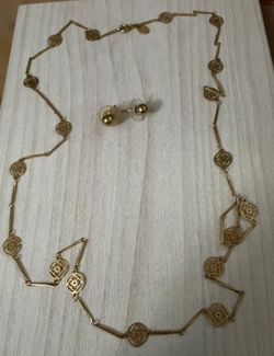 Juego Cadena aretes gold filled joyería antigua