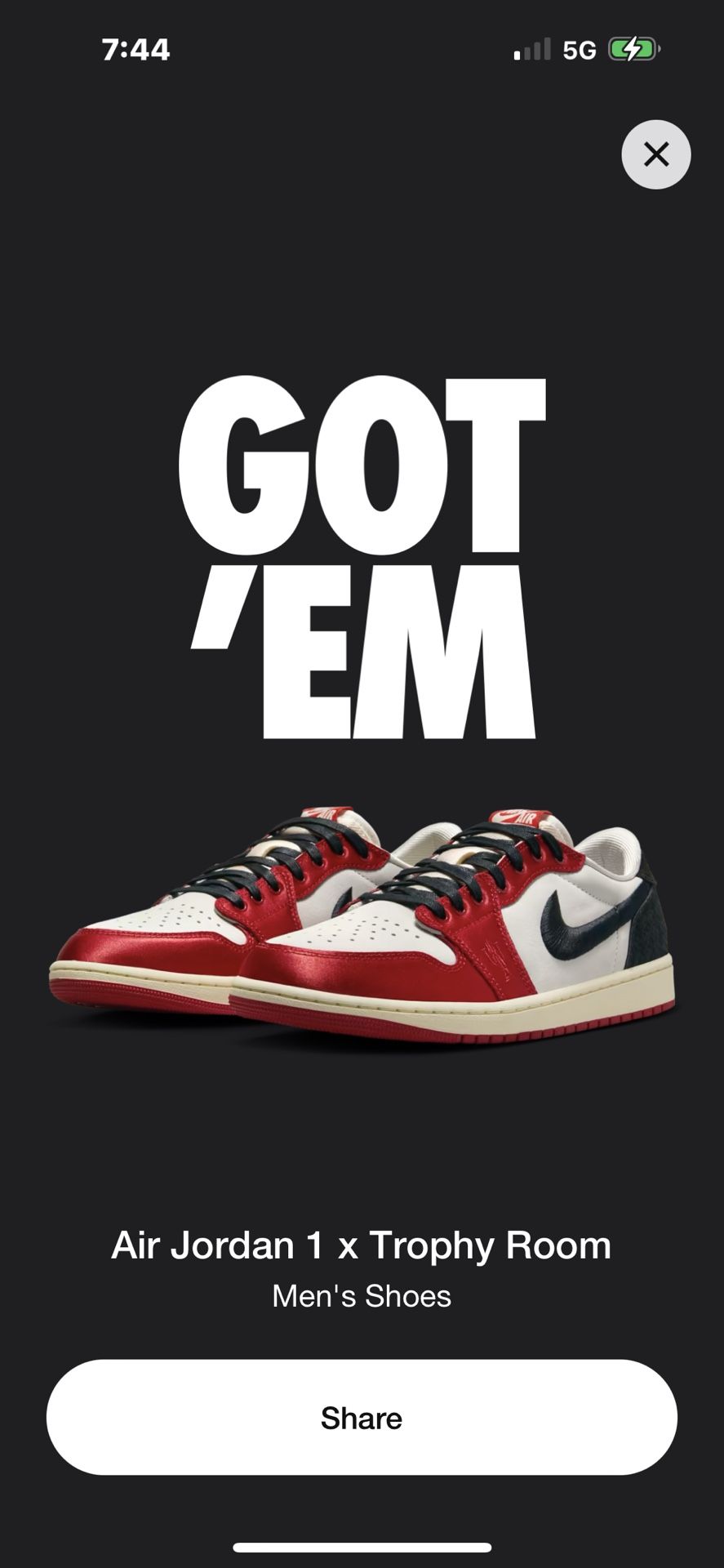 Air Jordan 1 Trophy Room Size 9.5