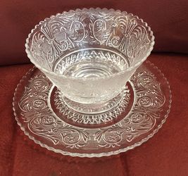 Glass Bowl and Plate Set