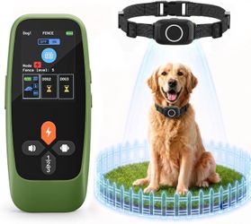 4-in-1 Wireless Dog Fence with Training, Bark Control, Real-Time Pet Status 3 Training Modes: Beep/Vibration/Static, IPX7 Waterproof, Remote Boundary 