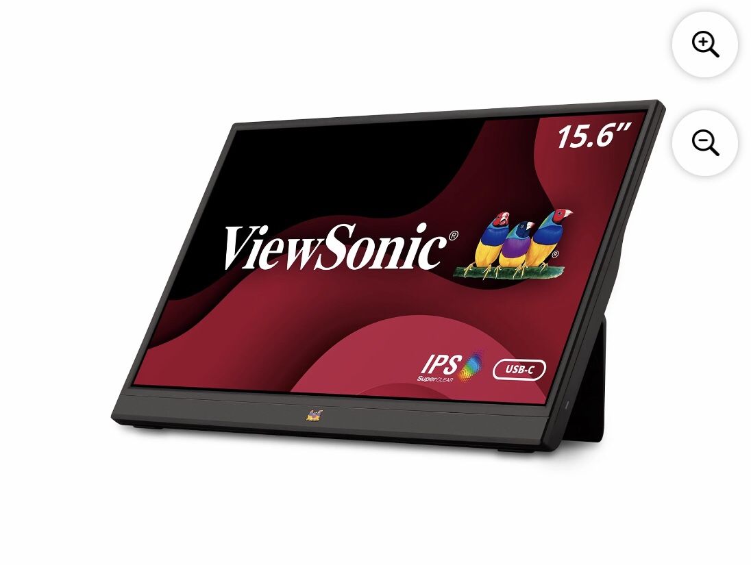 ViewSonic VA1655 15.6 Inch 1080p Portable IPS Monitor with Mobile Ergonomics, USB-C and Mini HDMI for Home and Office