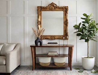 Wooden Console Table with 2 Baskets