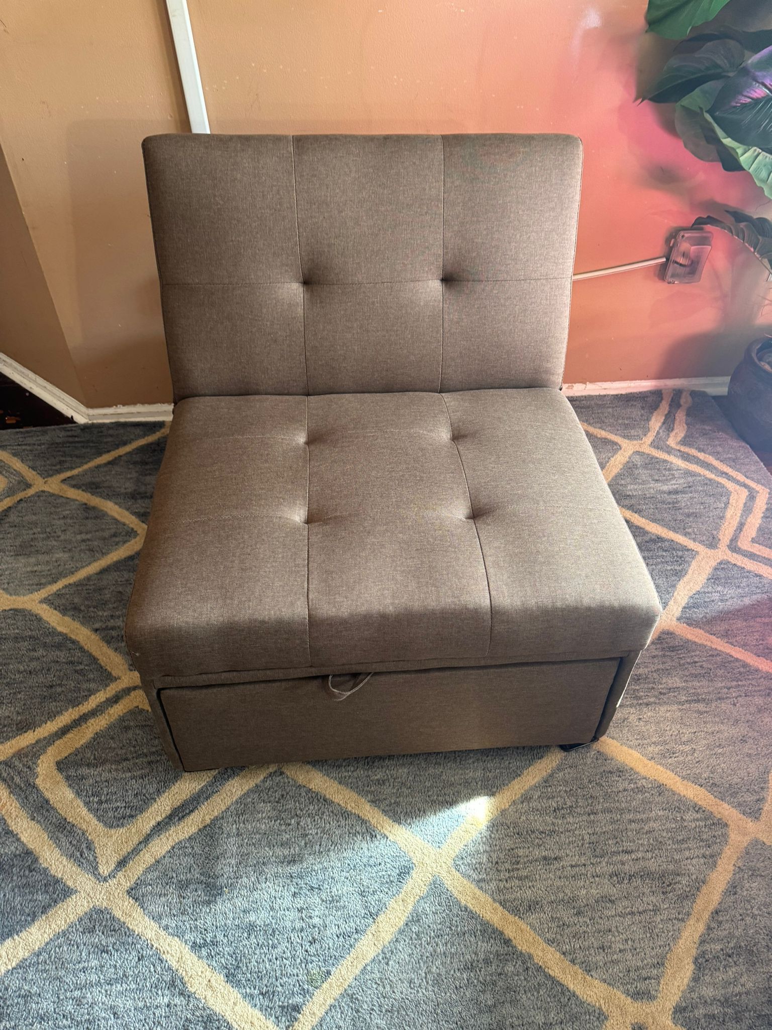 Multi-Function Ottoman, Sofa Bed Sleeper, Convertible Chair, light brown