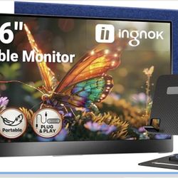 Ingnok Portable Monitor for Laptop,15.6 Inch USB C Screen Extender FHD 1080P with Adjustable Stand,USB C Mini HDMI Port for Mac,mini PC,Built-in Speak