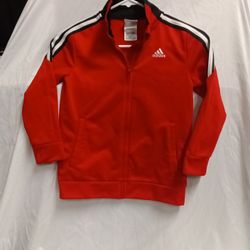 Adidas Jacket Boys Sz. 7 Red Full Zip Soccer Track Kids Youth Activewear