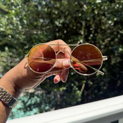 Round Gold Sunglasses with Tinted Lenses
