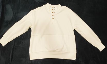 Pure While Sweater, Copper Buttons